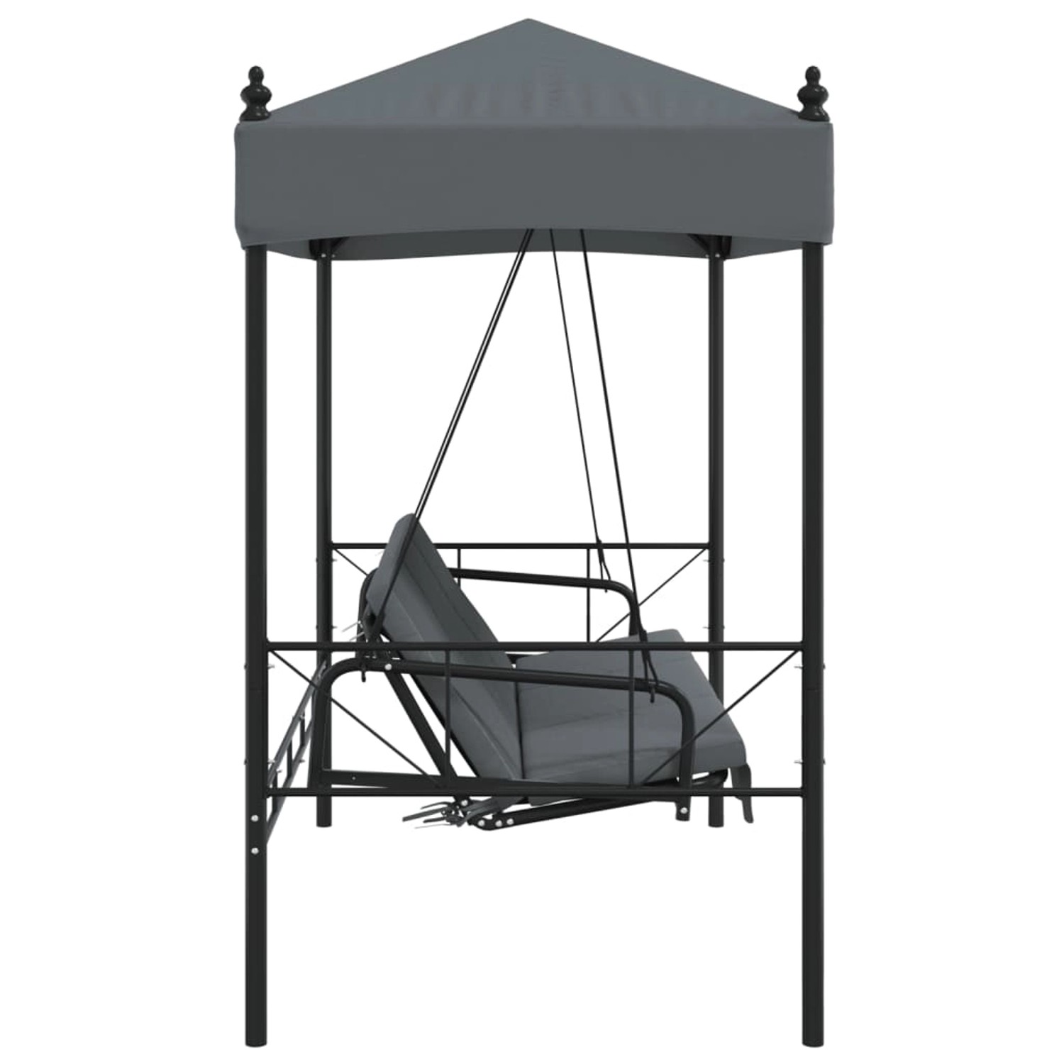 Dunkelgraue vidaXL Hollywoodschaukel mit Dach aus Stahl. Gemütliche Gartenschaukel für Terrasse und Garten.