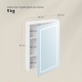 Weißer EUGAD Spiegelschrank 50x70 cm mit LED-Beleuchtung, offener Spiegeltür, verstellbaren Einlegeböden und Steckdosen.