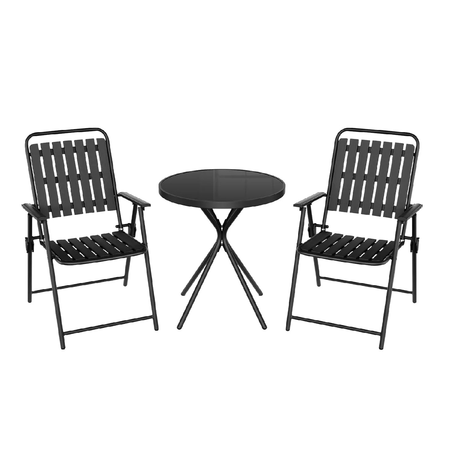WOLTU Balkonset 1xBistrotisch und 2xGartenstühlen