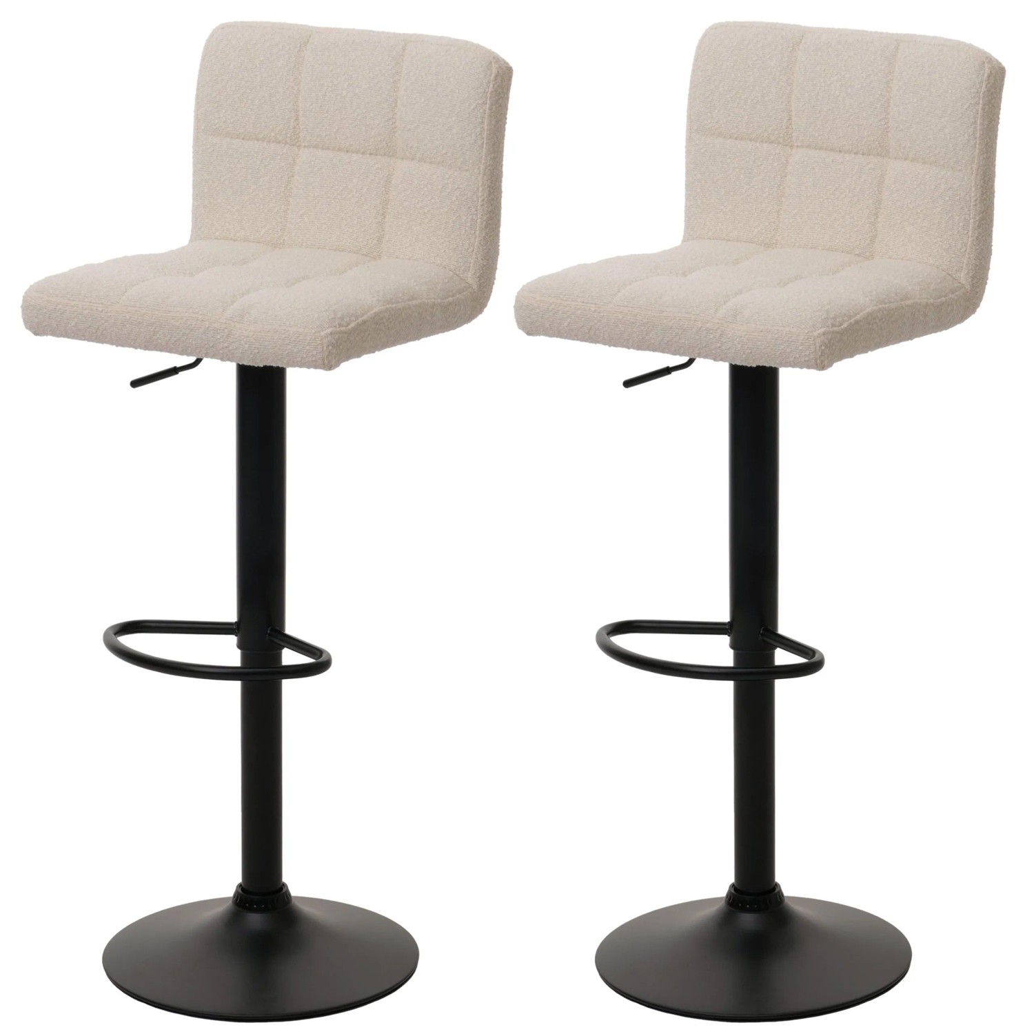 MCW Barhocker G87 2er-Set Creme-Beige Stoff Boucle