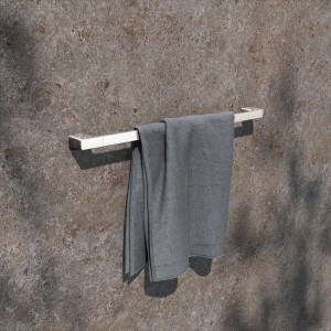 Keuco Badetuchhalter Rose, 80 cm, verchromt mit grauem Handtuch. Badaccessoire zur Wandmontage.