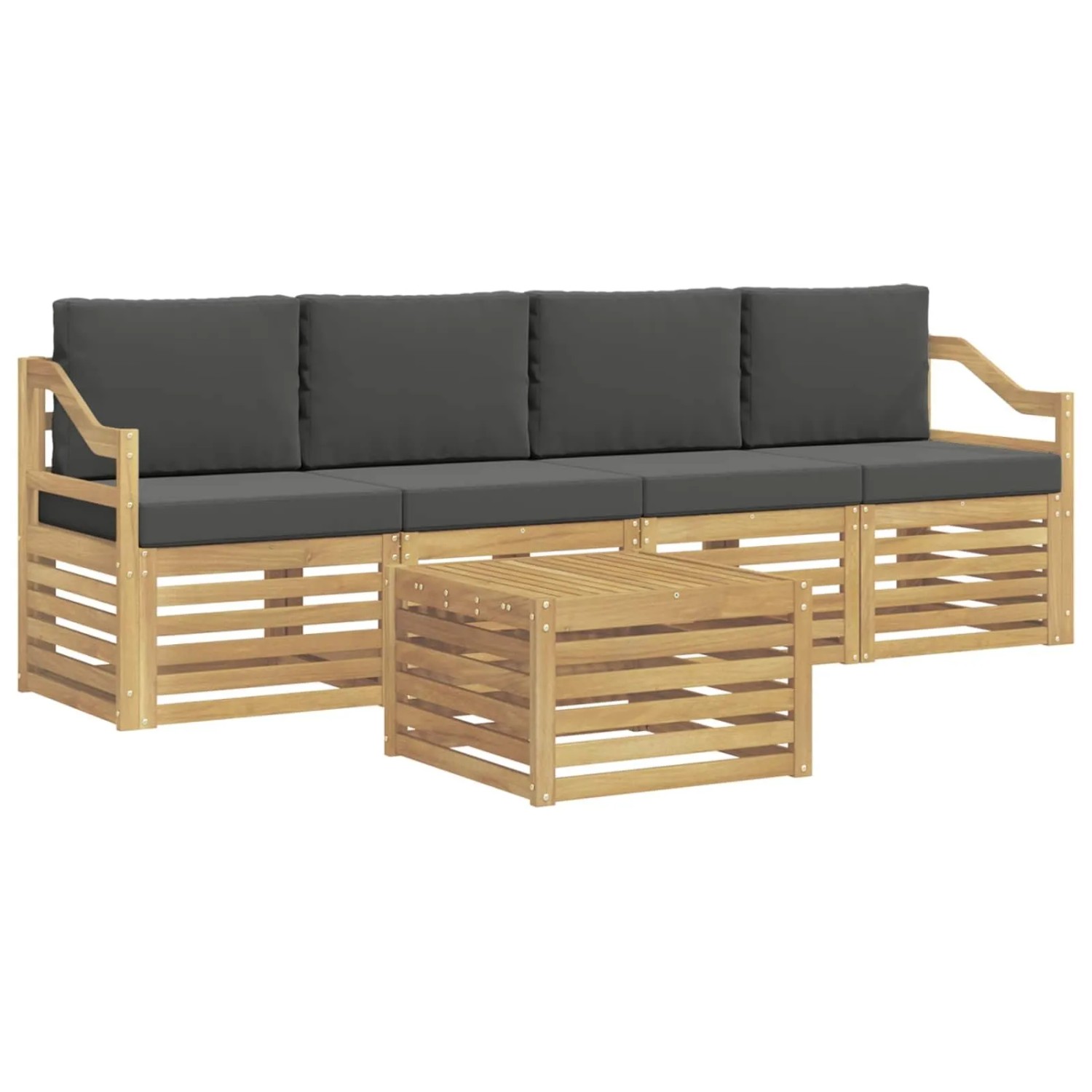 vidaXL Outdoor-Sofagarnitur 5-Tlg Weiß und Anthrazit Polyester 3391372