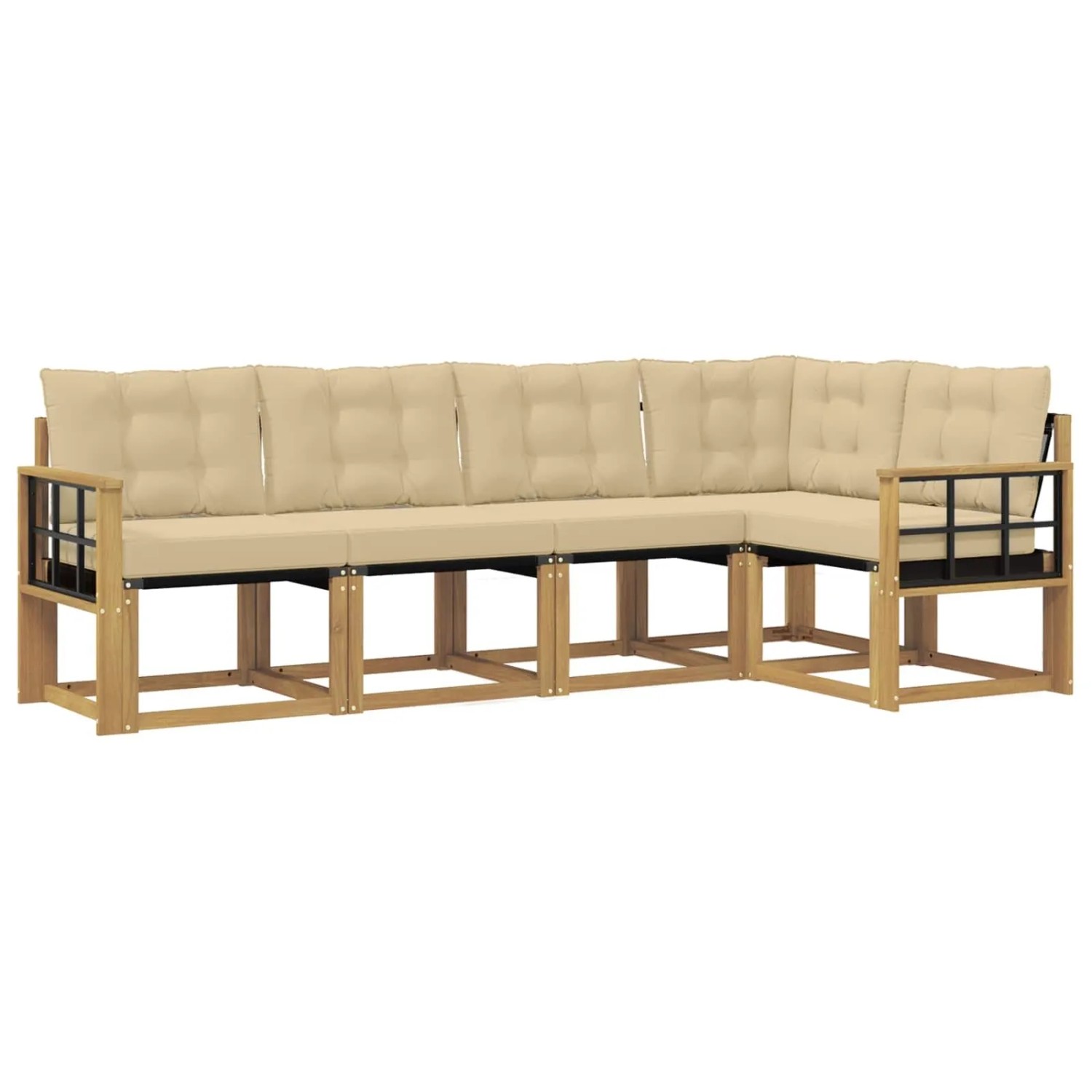 vidaXL Outdoor-Sofagarnitur mit Kissen 5-Tlg Weiß und Beige 3389483