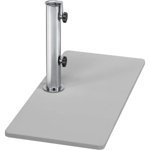 Schneider Balkonschirmständer aus Stahl, silbergrau pulverbeschichtet mit Edelstahlrohr.