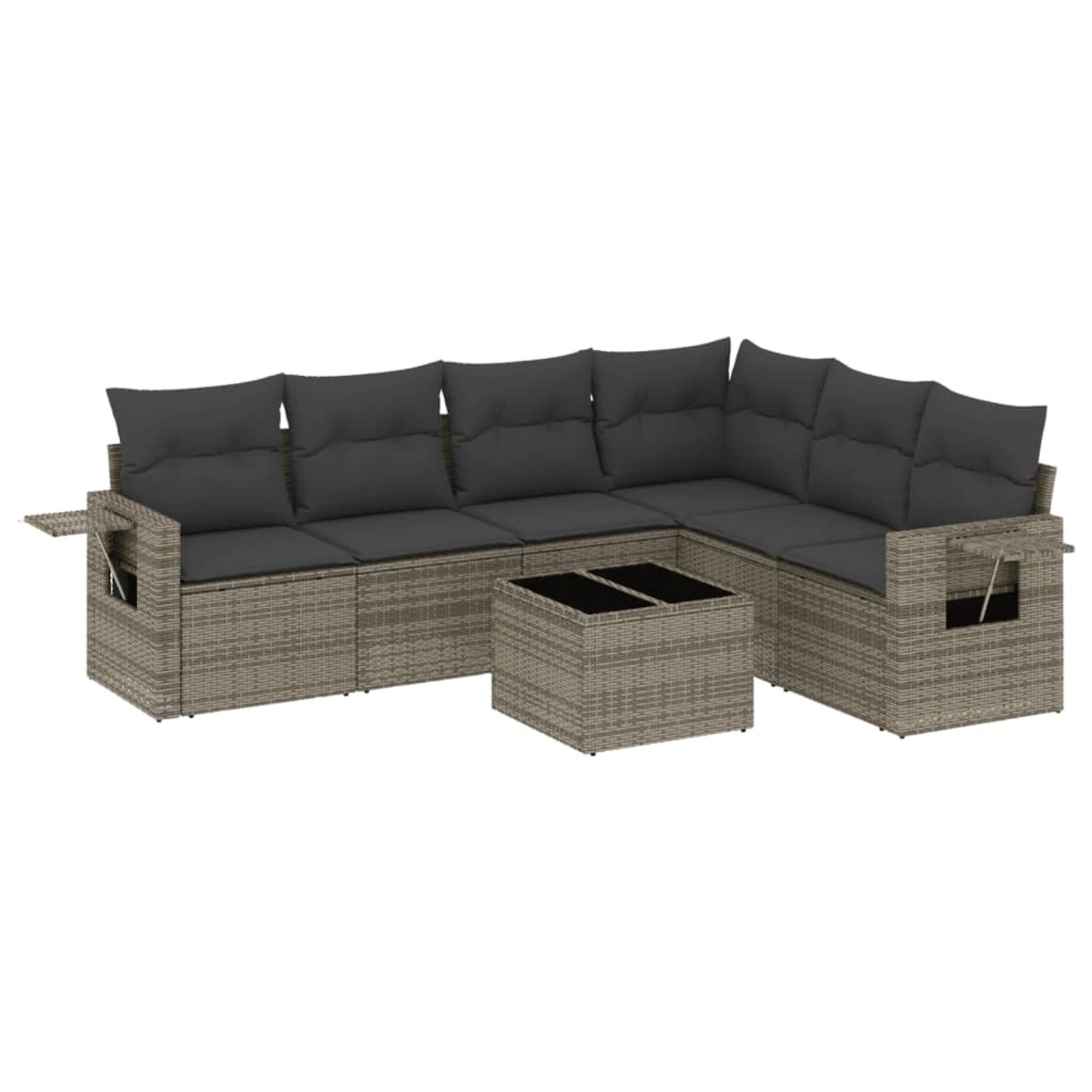 vidaXL 7-Tlg Garten-Sofagarnitur mit Kissen Grau Poly Rattan 3220219 günstig online kaufen