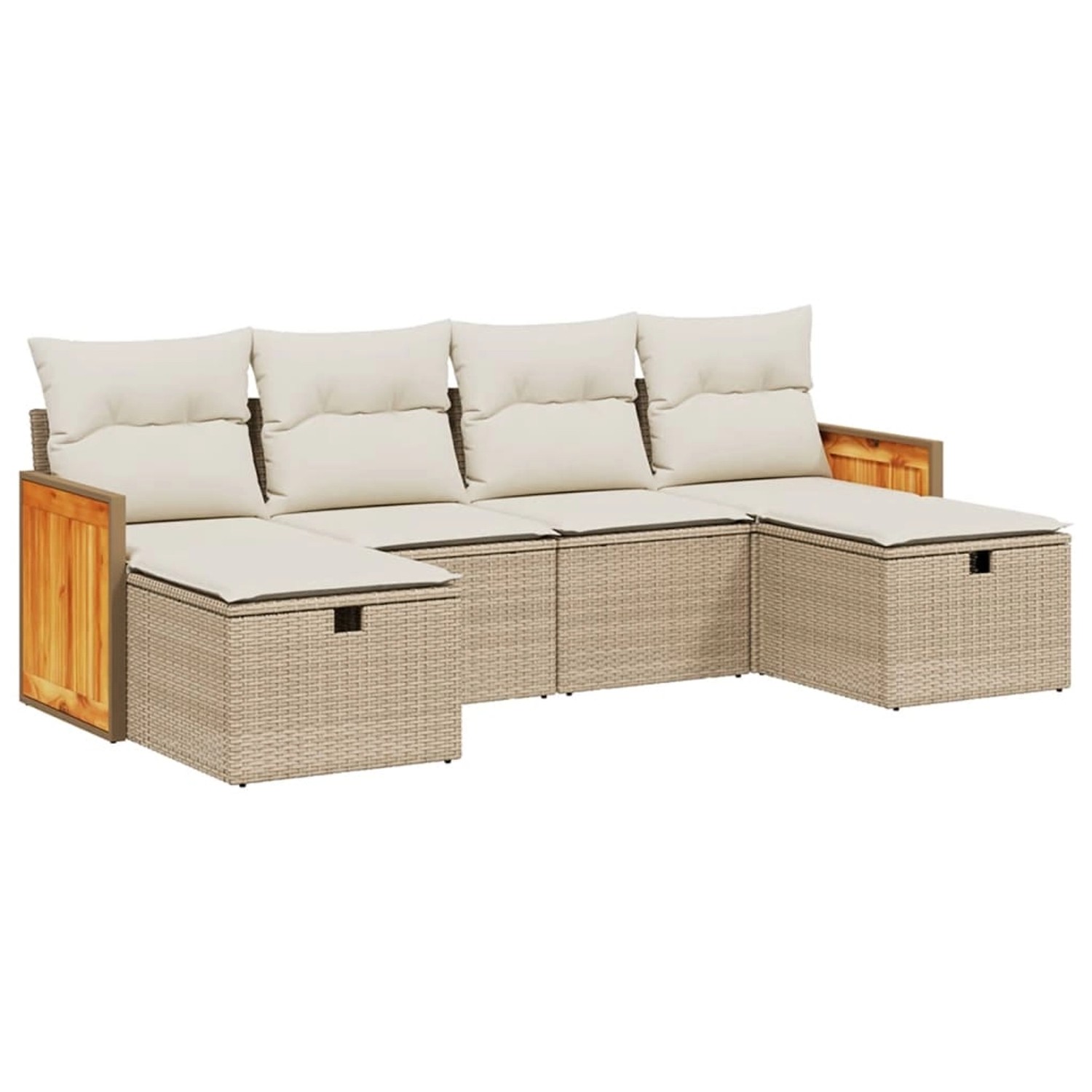 vidaXL 6-Tlg Garten-Sofagarnitur mit Kissen Beige Poly Rattan 3265776 günstig online kaufen