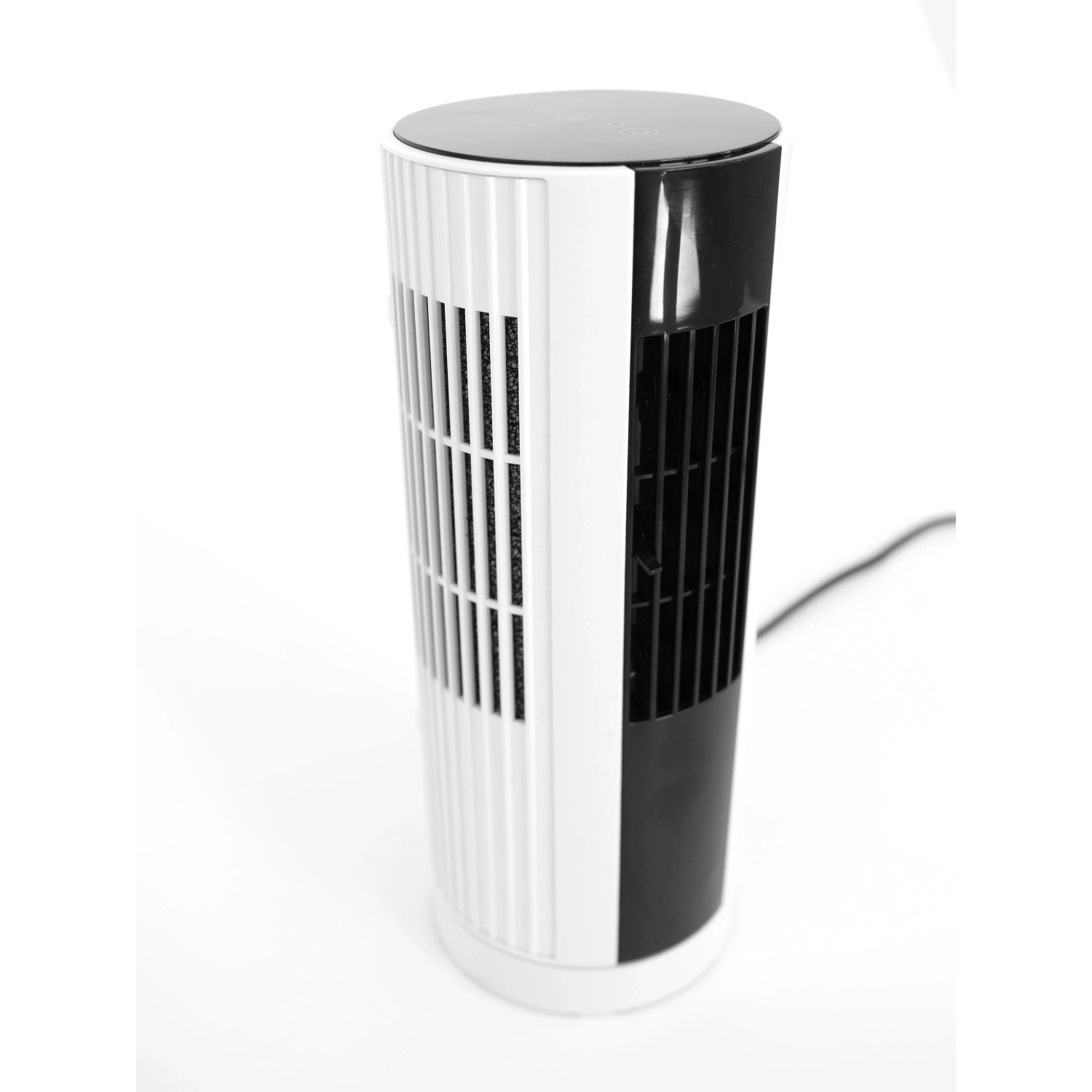 Vasner Turmventilator MilliFan, kleiner Tischventilator in Schwarz-Weiß mit Oszillation und Timer.