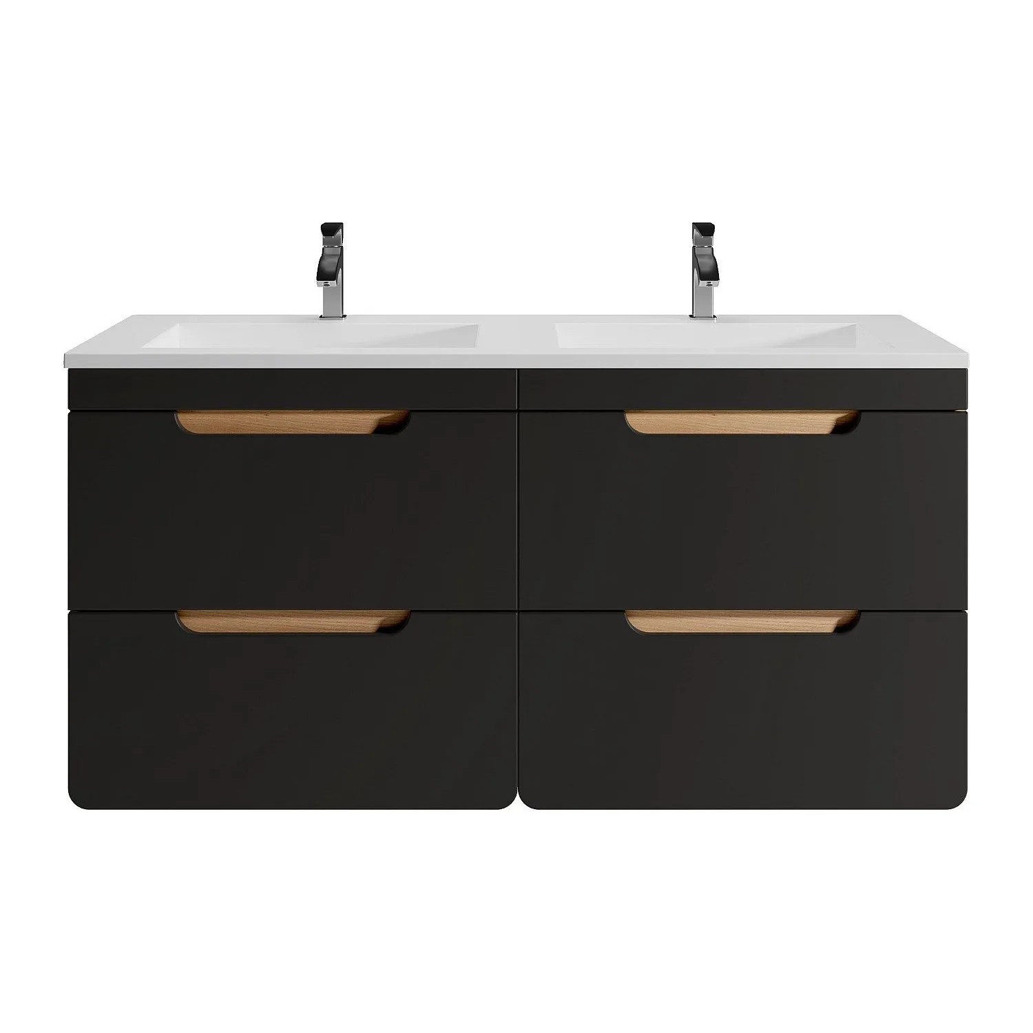 Vente-unique Doppelwaschtisch Aruba Anthrazitgrau  Naturfarben Hell 120 cm