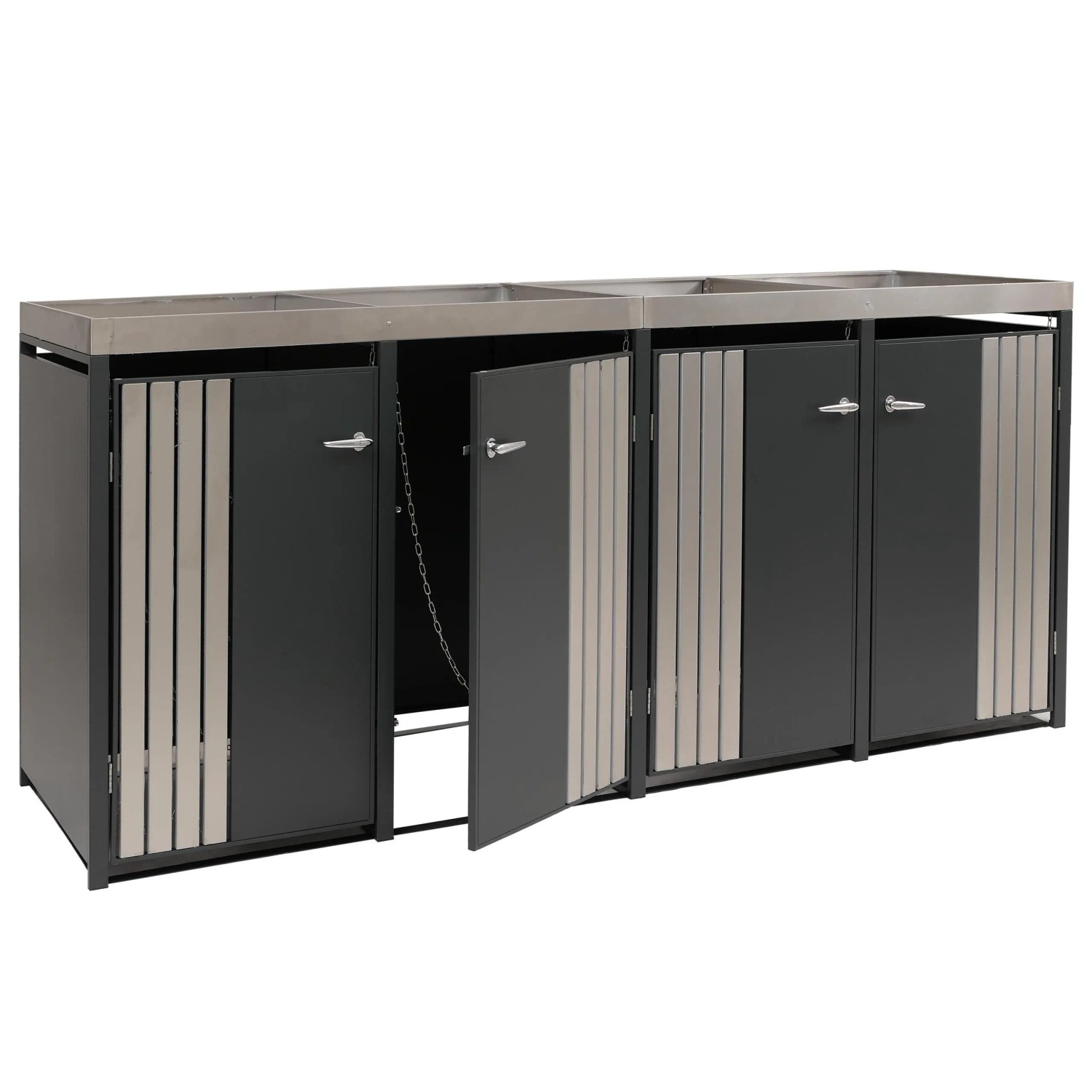 MCW Mülltonnenverkleidung O67 Anthrazit Edelstahl 125x260x84cm