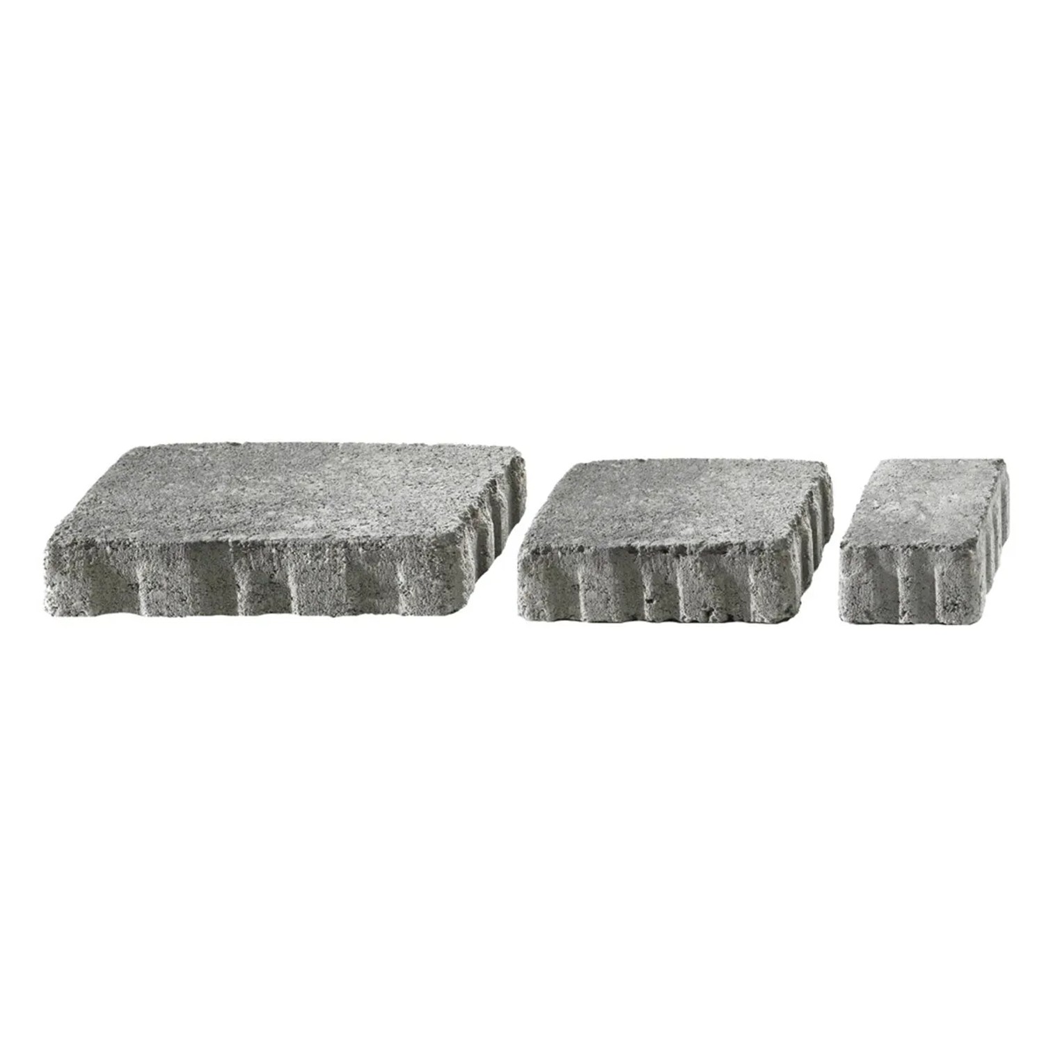 Mehrformat-Pflastersteine Encanto Beton Antik Grau-Nuanciert in drei Größen.