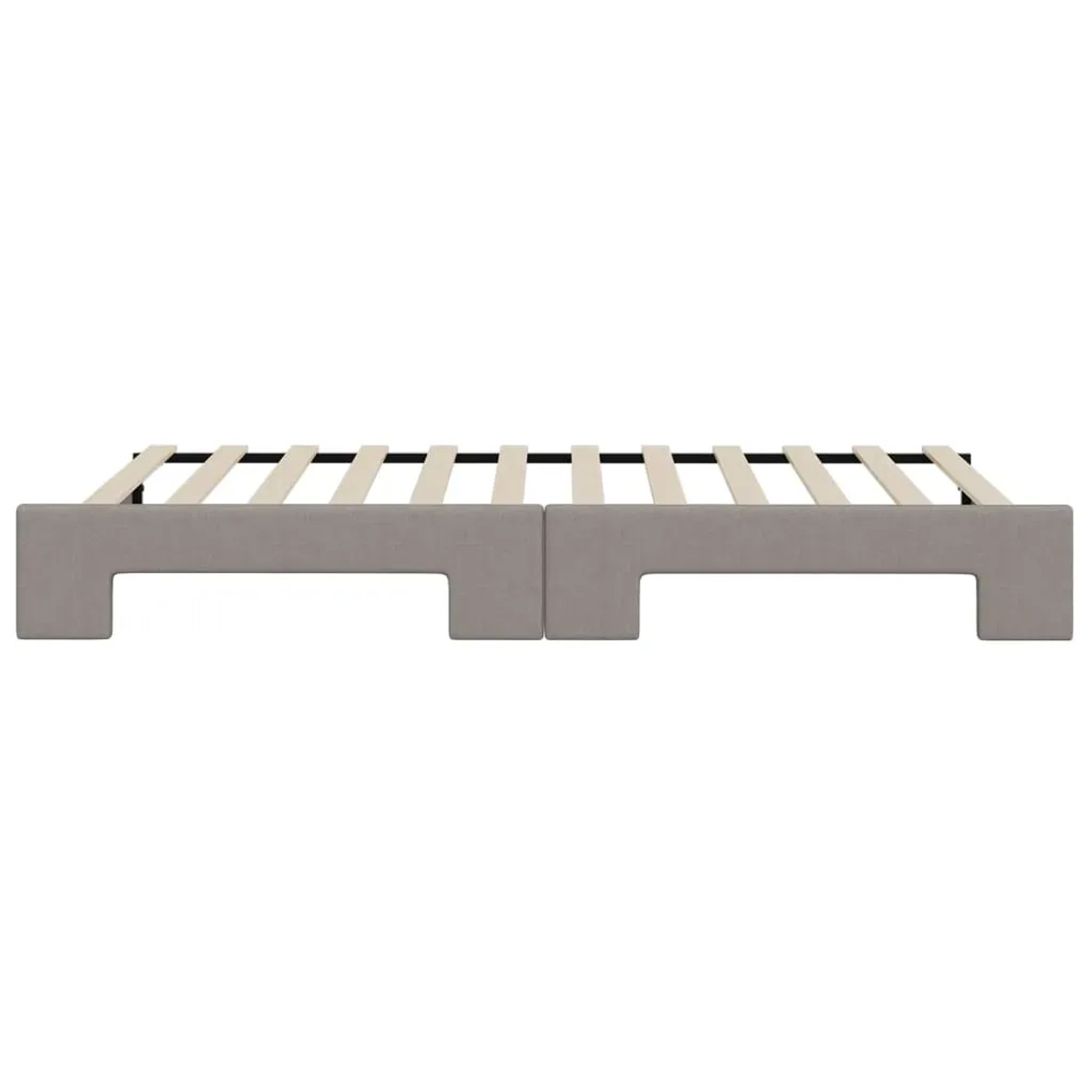 Ausgezogenes vidaXL Tagesbett, taupefarbener Stoff mit Lattenrost. Bett für Matratze 80x200 cm.