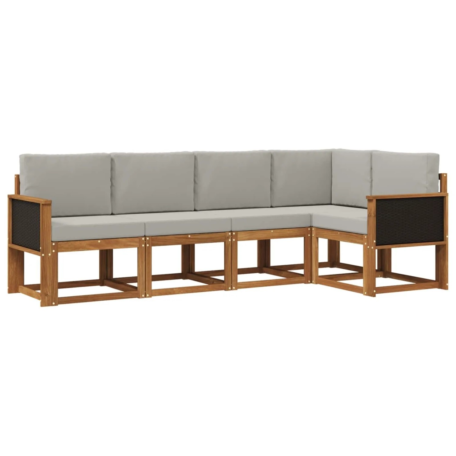 vidaXL Outdoor-Sofagarnitur 5 Stk Natur und Hellgrau Polyester 3385202
