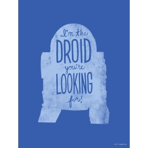 Blaues Disney Poster mit R2D2 Zitat „I'm the droid you're looking for!“ (30x40 cm).