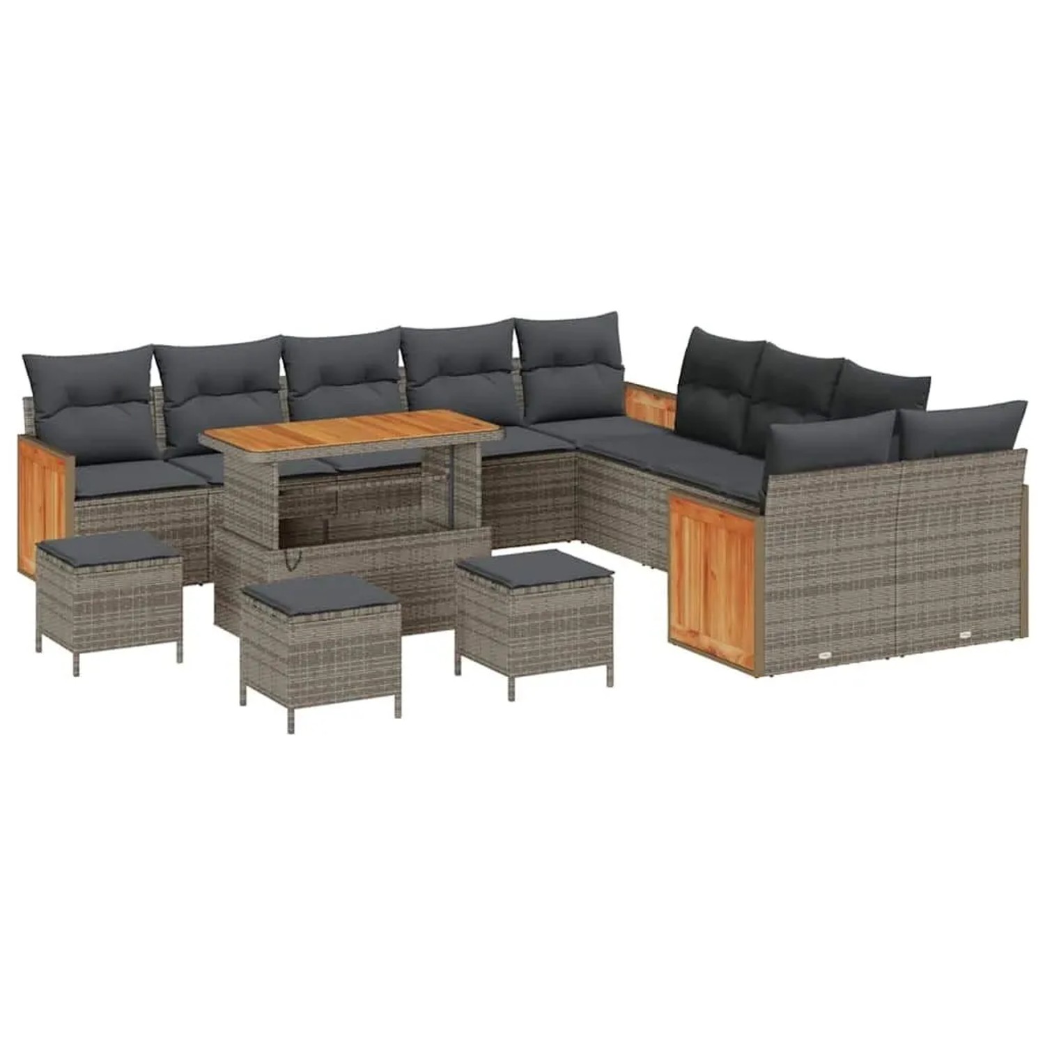 vidaXL Gartensofa-set mit Kissen 18-Tlg Grau Poly-Rattan 3365323 günstig online kaufen