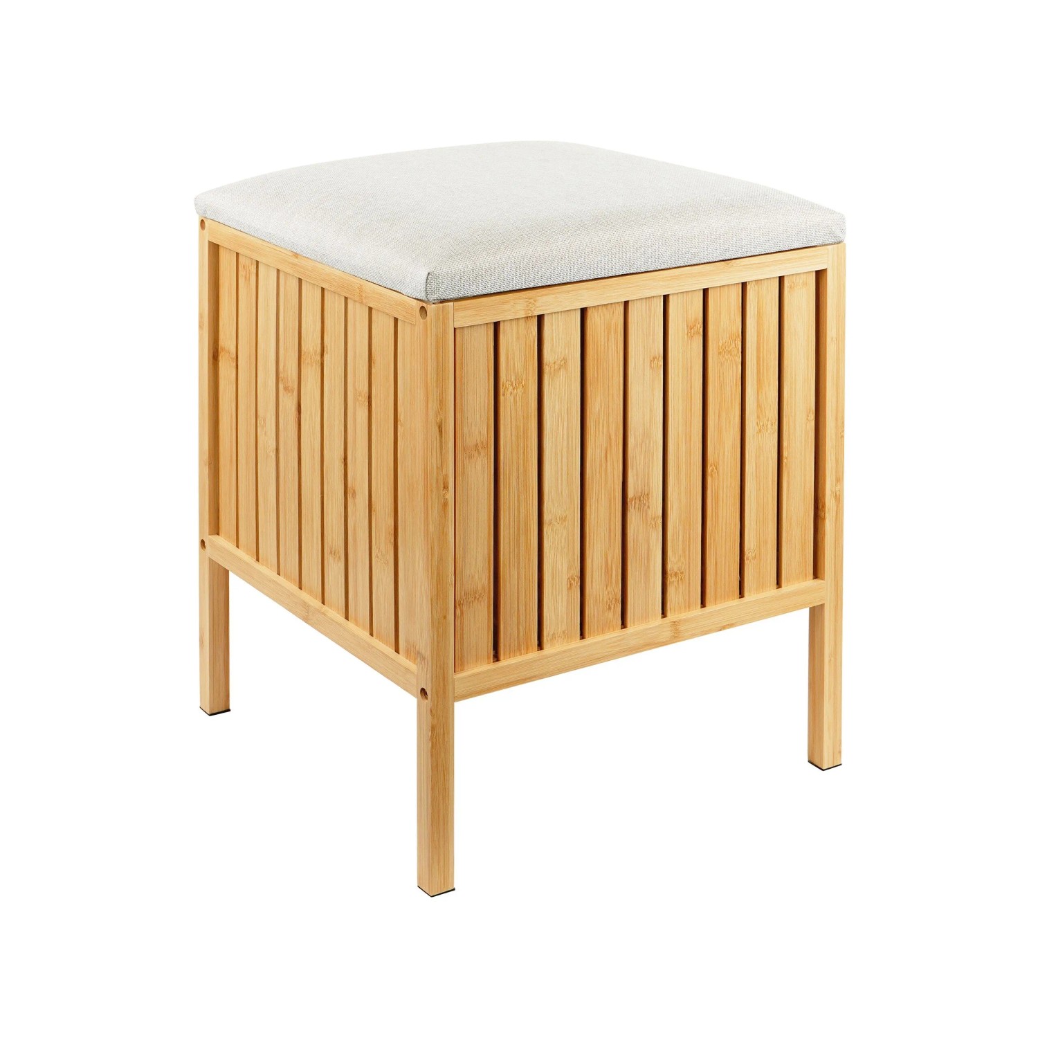Relaxdays Wäschekorb Bambus Creme Gepolstert 52 cm x 39 cm x 39 cm 3,9 kg