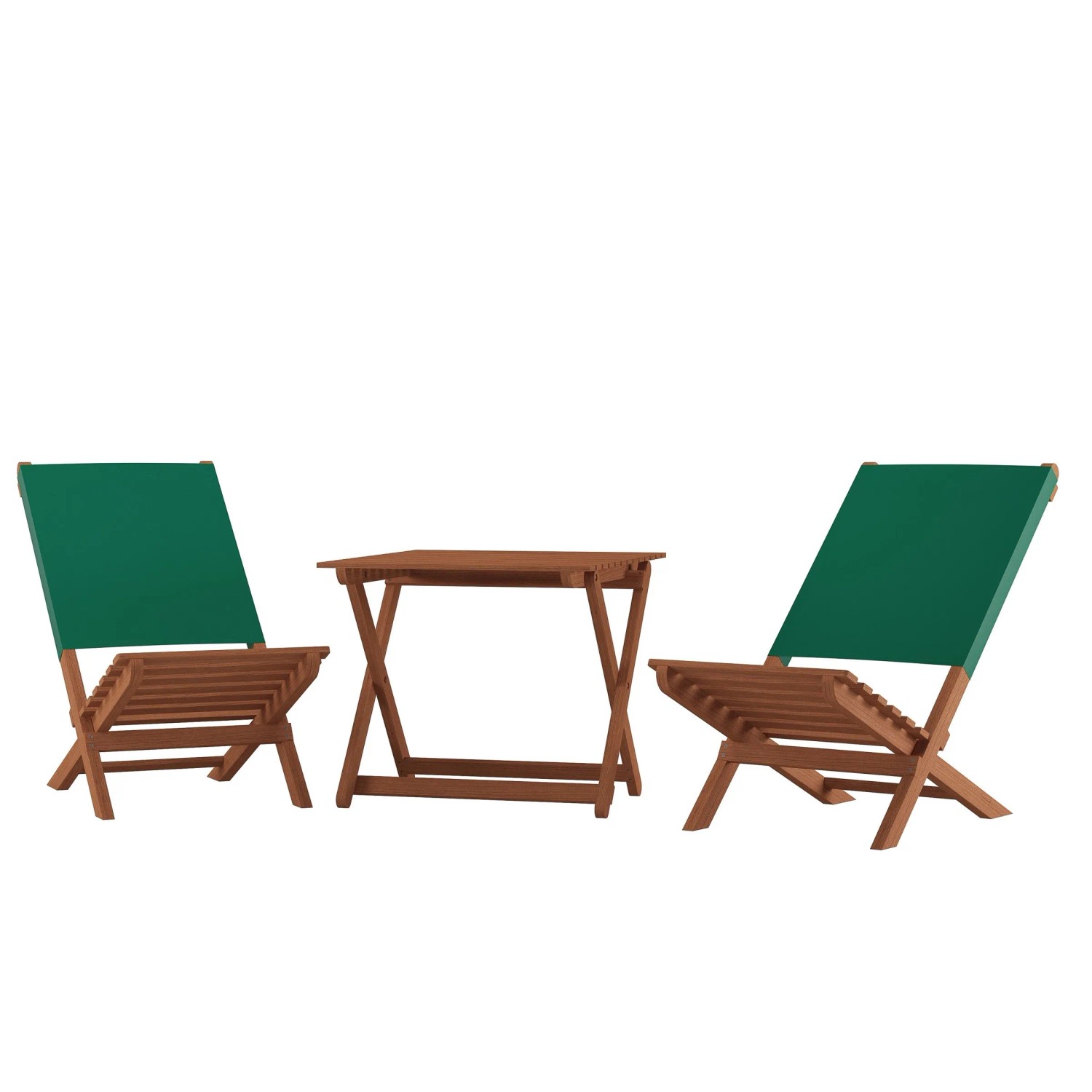 Erst-Holz Anglerstuhl Gartenstuhl Klappstuhl Grüner Bezug Buche Massiv 10-350 Doppelpack mit Tisch