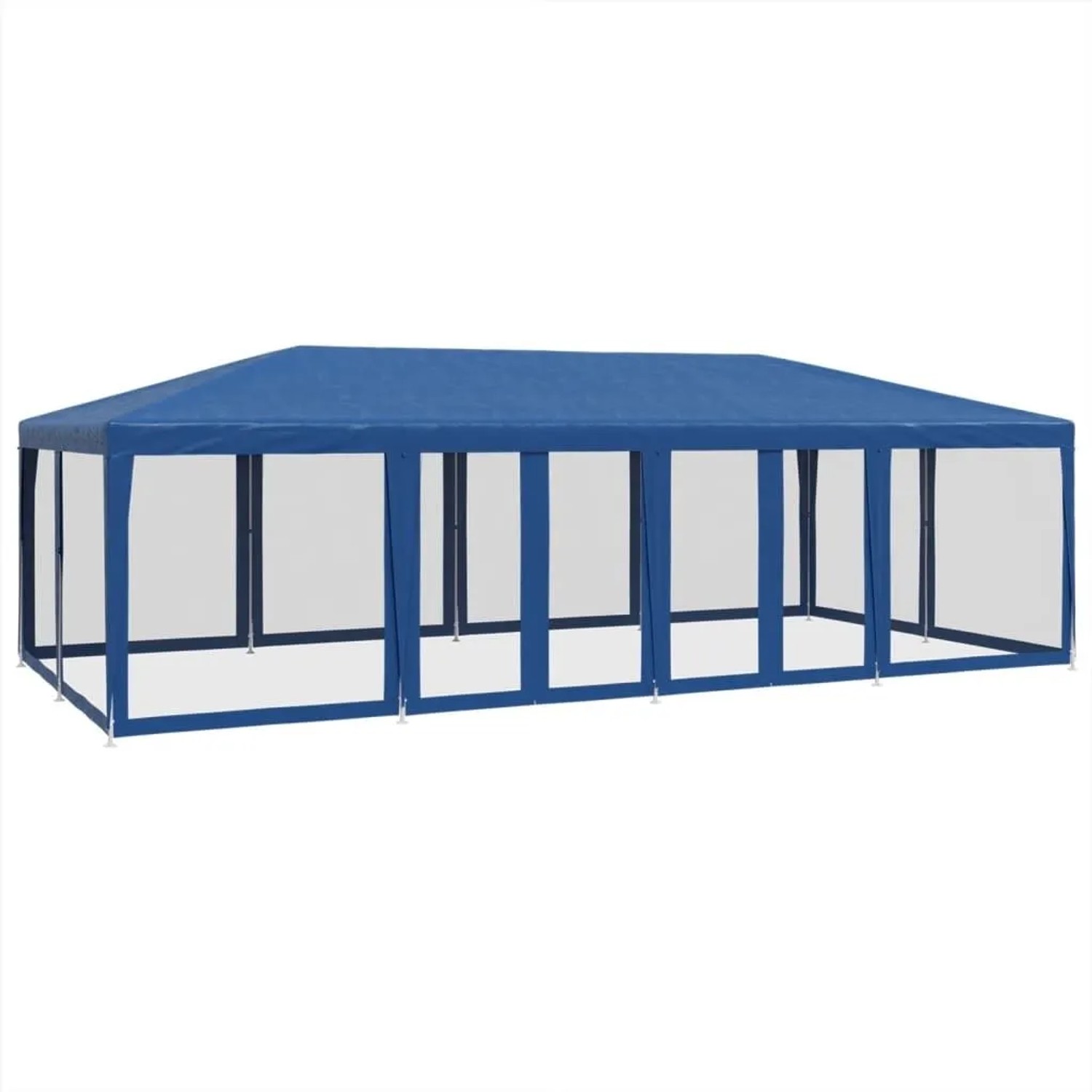 vidaXL Partyzelt mit 12 Mesh-Seitenteilen Blau 8x4 m HDPE 4010072