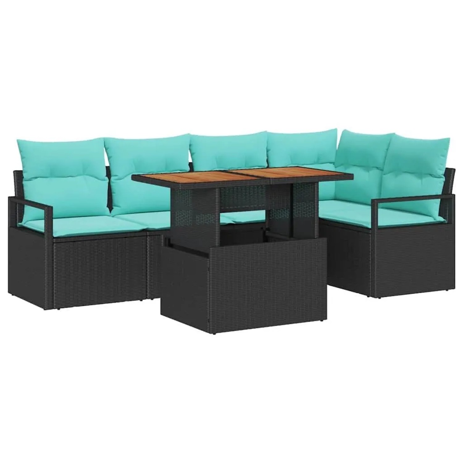 vidaXL Garten Essgruppe mit Kissen 6-Tlg Schwarz und Teal 3349717