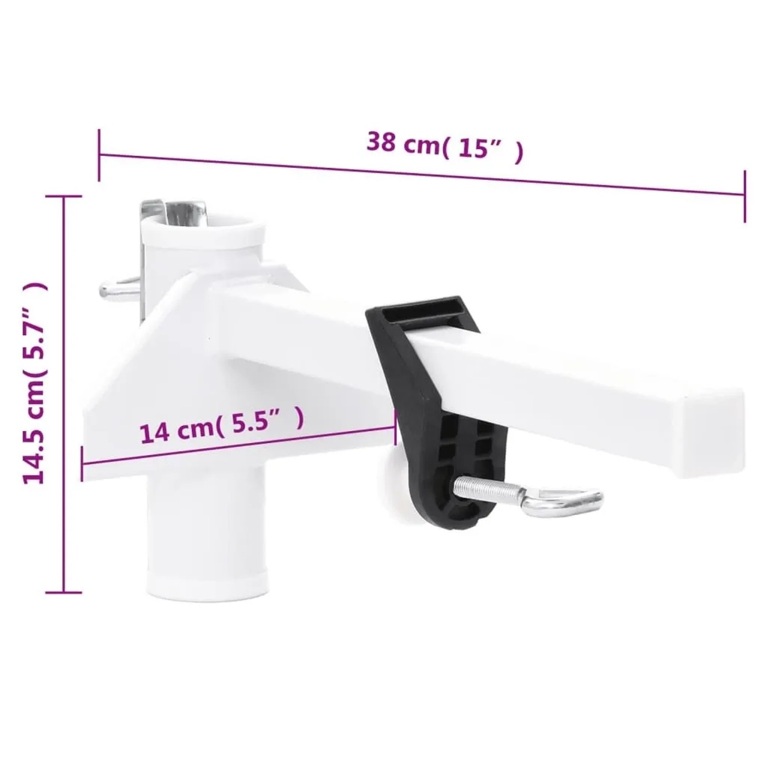 vidaXL Sonnenschirmhalter für Balkon Weiß 38 mm Stahl 4003385_5