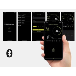 Pro User Ladegerät 7,5A mit Smartphone-App zur Batteriekontrolle via Bluetooth.