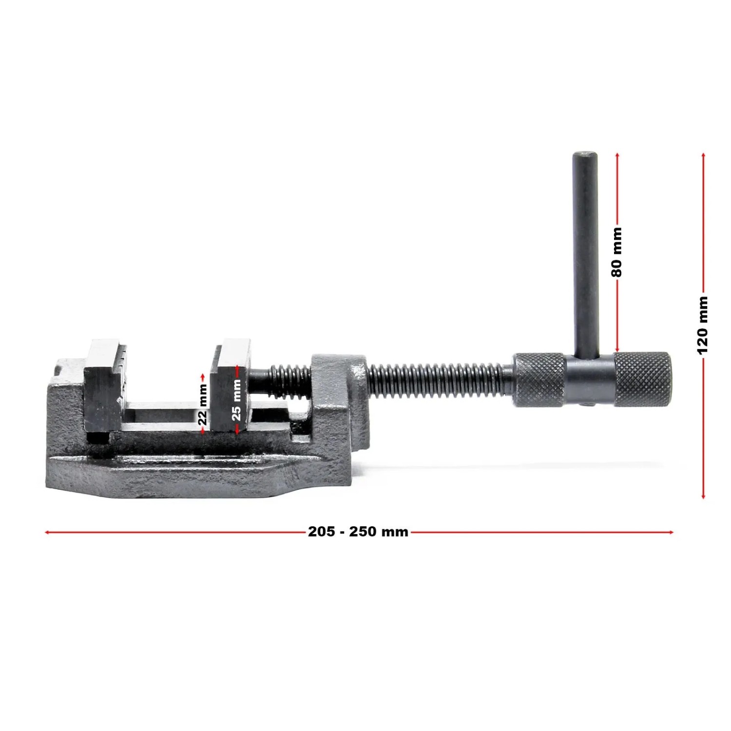 Robuster Wiltec Maschinenschraubstock aus Gusseisen mit 75mm Backen für präzises Spannen in Werkstatt und Industrie.