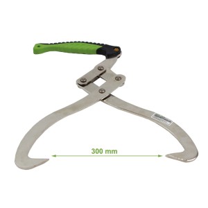 TRUTZHOLM Handpackzange XL, 300mm Maulöffnung, Stahl, mit grünem Griff. Holzgreifer für Garten und Forst.