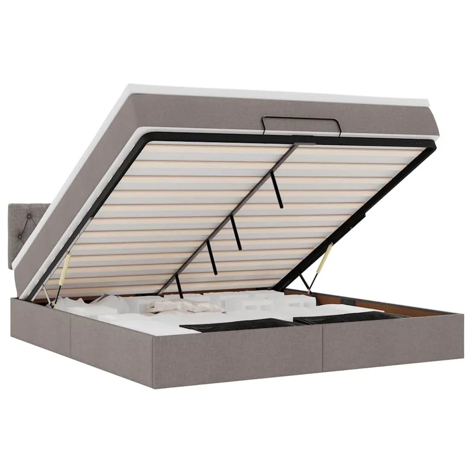 vidaXL Ottoman-Bett mit Matratze Taupe 180x200 cm Stoff 3311564