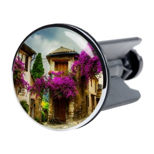 Sanilo Waschbeckenstöpsel Toskana mit Motiv einer blühenden Gasse.