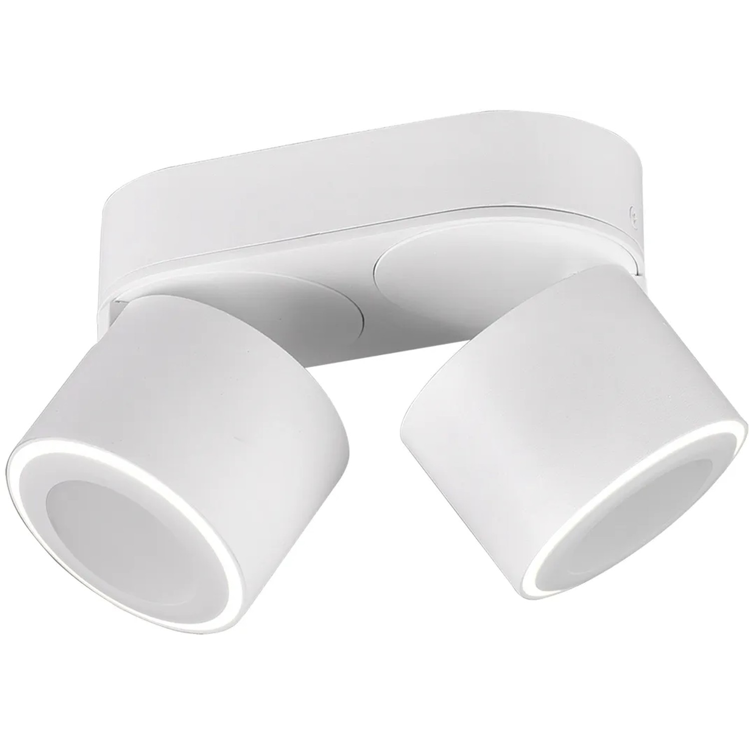 Weißer Trio LED Einbaustrahler/Aufbauspot Taurus mit zwei schwenkbaren Spots.
