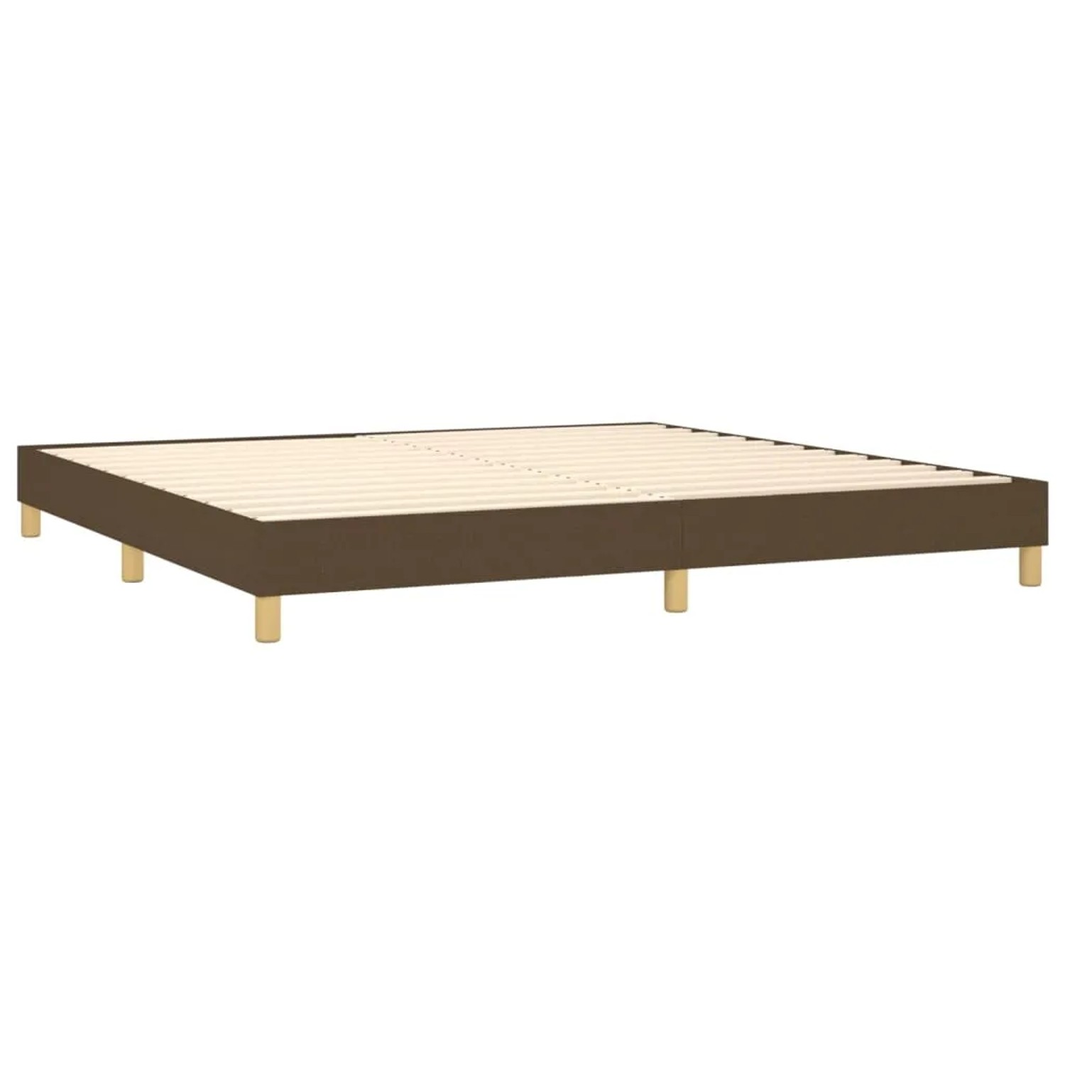 Boxspringbett vidaXL, dunkelbraun, 200x200 cm, Stoffbezug. Bettrahmen mit Holzlattenrost.