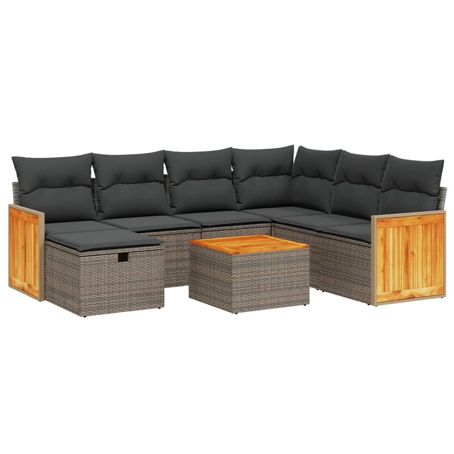 vidaXL 8-Tlg Garten-Sofagarnitur mit Kissen Grau Poly Rattan 3265771