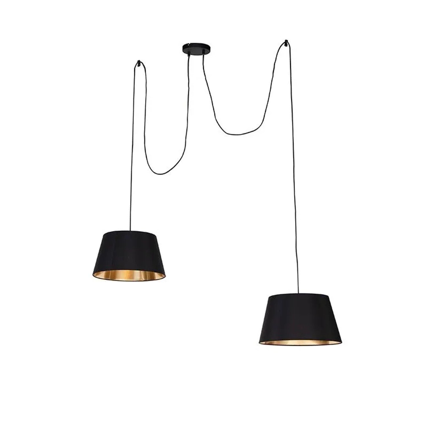 QAZQA Moderne Hängelampe Schwarz 2-Lichter Lofty