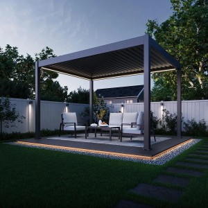 PergoLine E-Superior Elektrische Pergola mit LED Vollaluminium 3x4m Motorisiertes Lamellendach Anthrazit