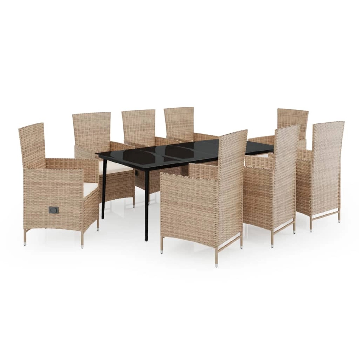 vidaXL 9-Tlg Garten-Essgruppe mit Auflagen Beige 3099460