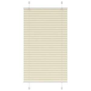 Cremefarbenes Plissee 70x100 cm aus Polyester. Gefalteter Stoff für Fenster, mit Befestigung. Sicht- und Sonnenschutz.