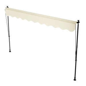 Beige Klemmmarkise Kapstadt 350x120 cm, Markise für Balkon und Terrasse ohne Bohren.