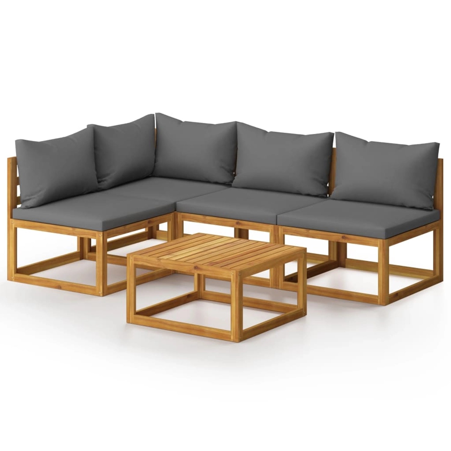 vidaXL 5-tlg Garten-Lounge-Set mit Auflagen Massivholz Akazie Modell 3