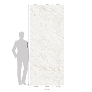 Grosfillex Wandpaneel Element 3D Optik Marble Calacatta, 260x37,5cm, mit Marmor-Optik und Maßangaben.