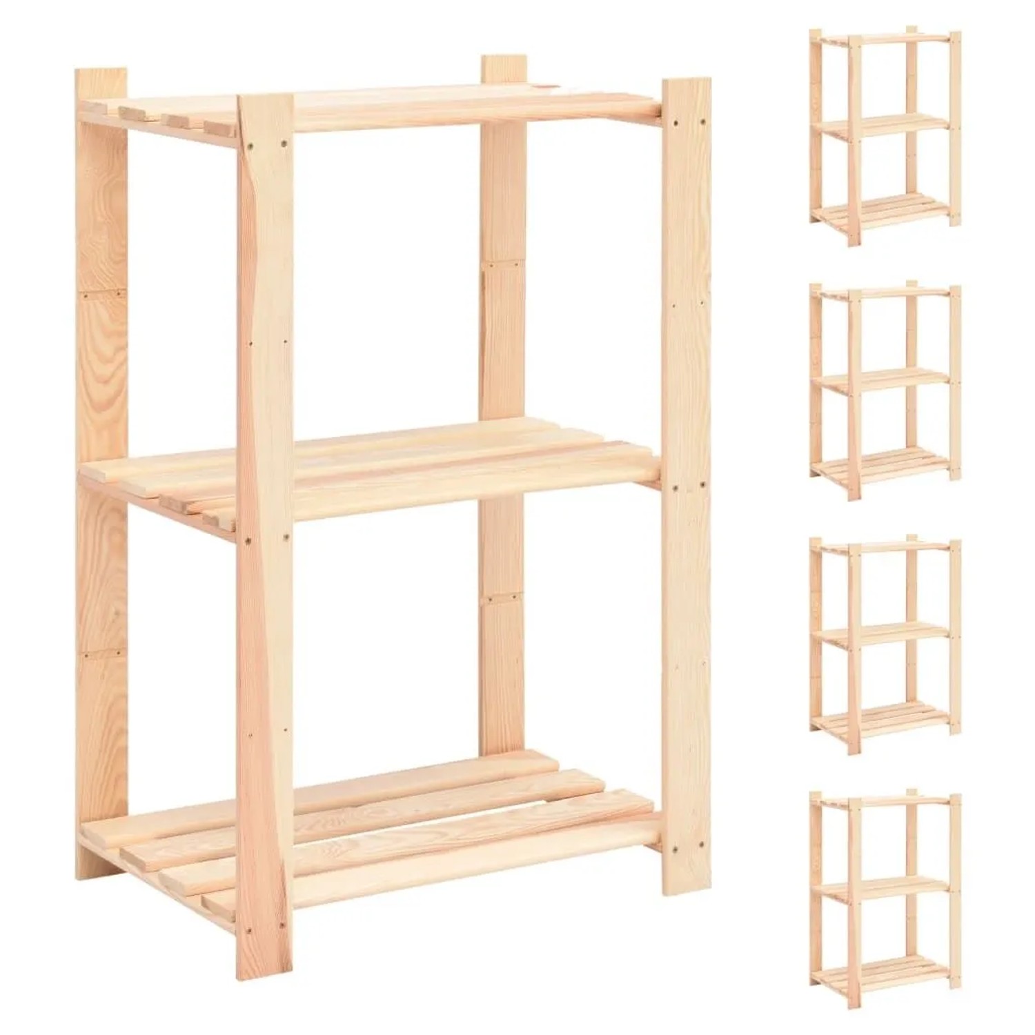 vidaXL Lagerregale 3 Böden 5 Stk 60x38x90cm Massivholz Kiefer 150kg 3051123