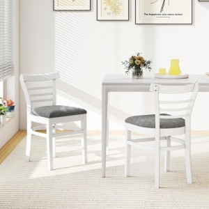 Costway Esszimmerstühle 2er Set Holz Weiß 41.5 x 48 x 78.5 cm