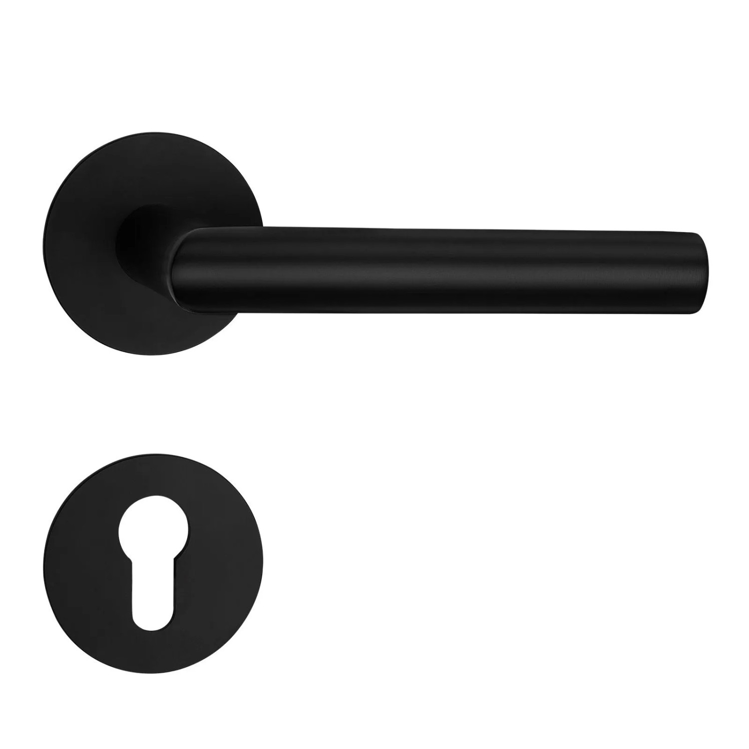 SOTECH Türdrückergarnitur THORE Edelstahl SS304 Flachrosetten Magnetische Cliptechnik Profilzylinder PZ Schwarz Galvanisiert mit Befestigungsmaterial