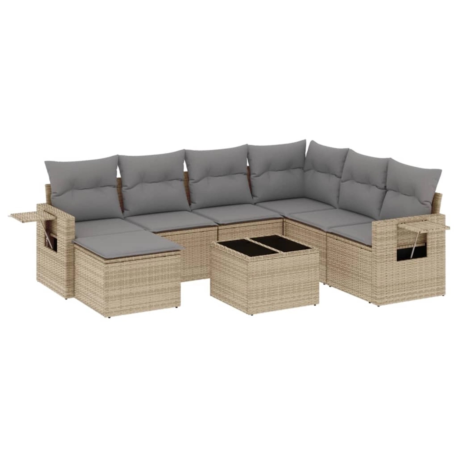 vidaXL 8-Tlg Garten-Sofagarnitur mit Kissen Beige Poly Rattan 3220508 günstig online kaufen