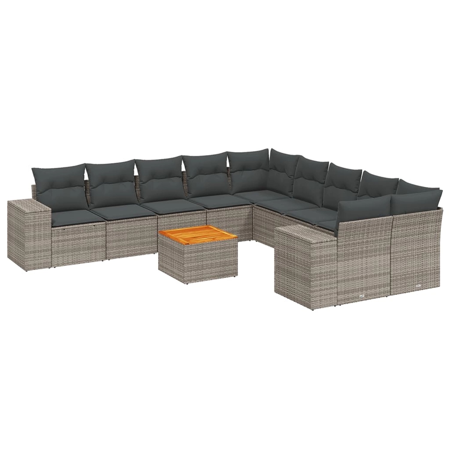 vidaXL 11-Tlg Garten-Sofagarnitur mit Kissen Grau Poly Rattan 3257971 günstig online kaufen