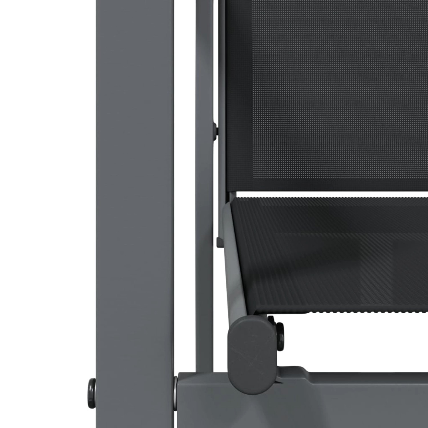 Detailansicht: Schwarzer Textilene-Gartenstuhl der vidaXL Essgruppe, Stahlrahmen.