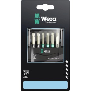 Wera Bit-Set Bit-Check 6 Stainless, 6-teilig. Edelstahl-Bits im aufstellbaren Halter.