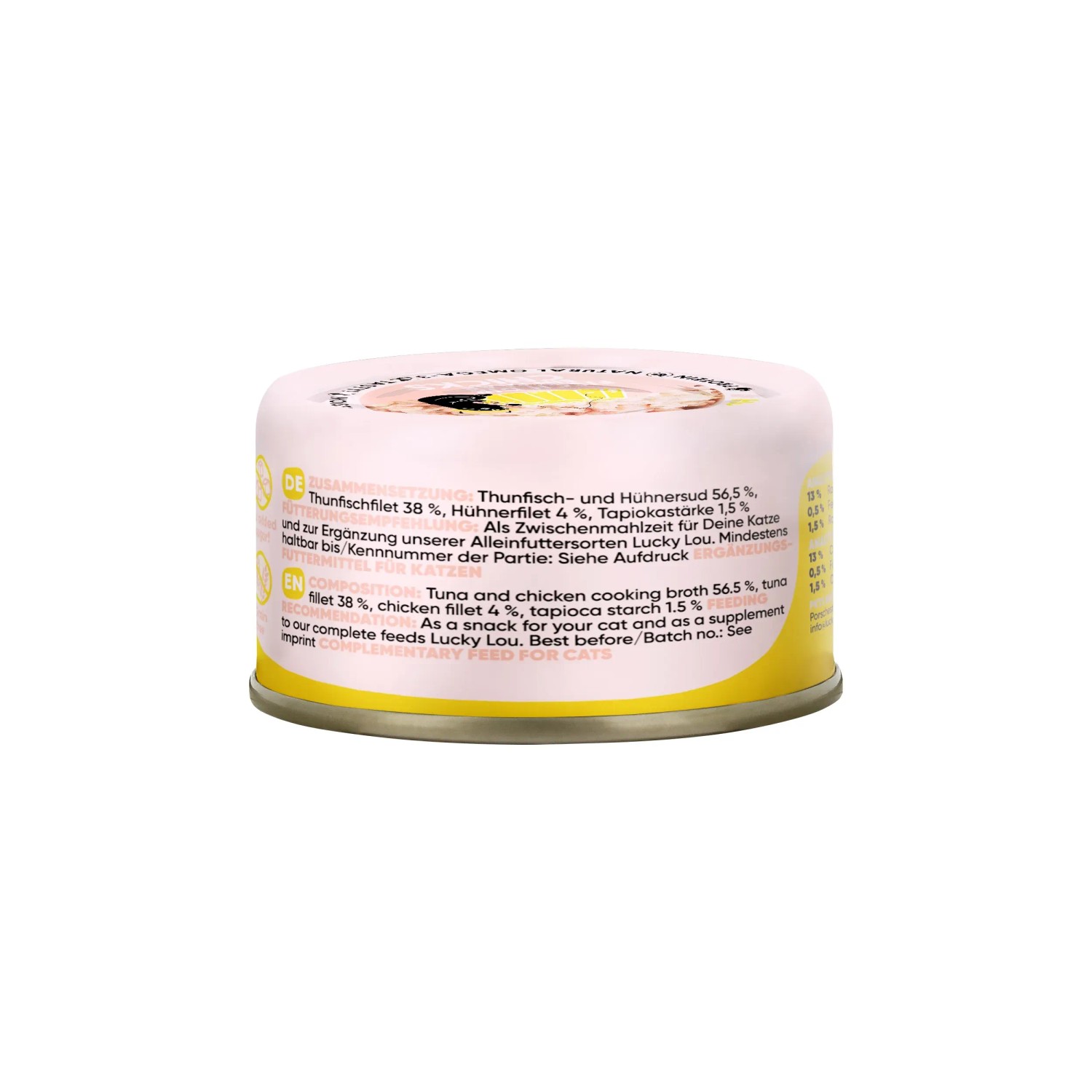 Lucky Lou Katzen-Nassfutter Thunfisch & Huhn in Jelly, 70g Dose.