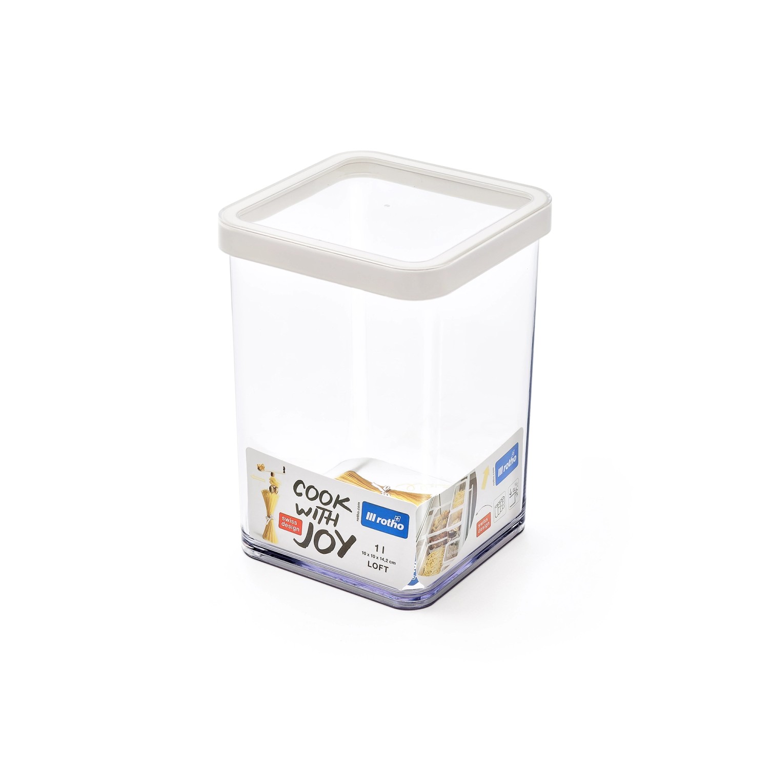 Rotho Dose Loft Premium Quadratisch 1 l Weiß-Transparent