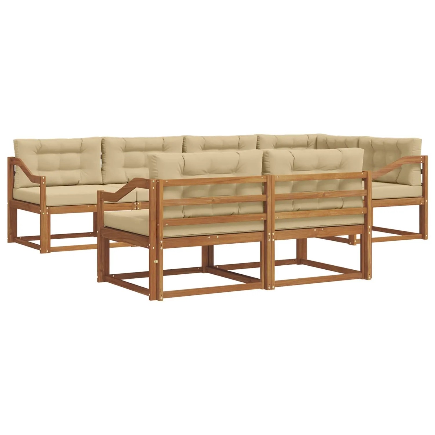 vidaXL Outdoor-Sofagarnitur mit Kissen 7-Tlg Natur und Beige 3367736