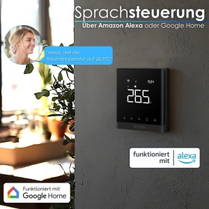 Schwarzes Echos Eco-4181 WLAN-Thermostat zur Steuerung der Fußbodenheizung per App.