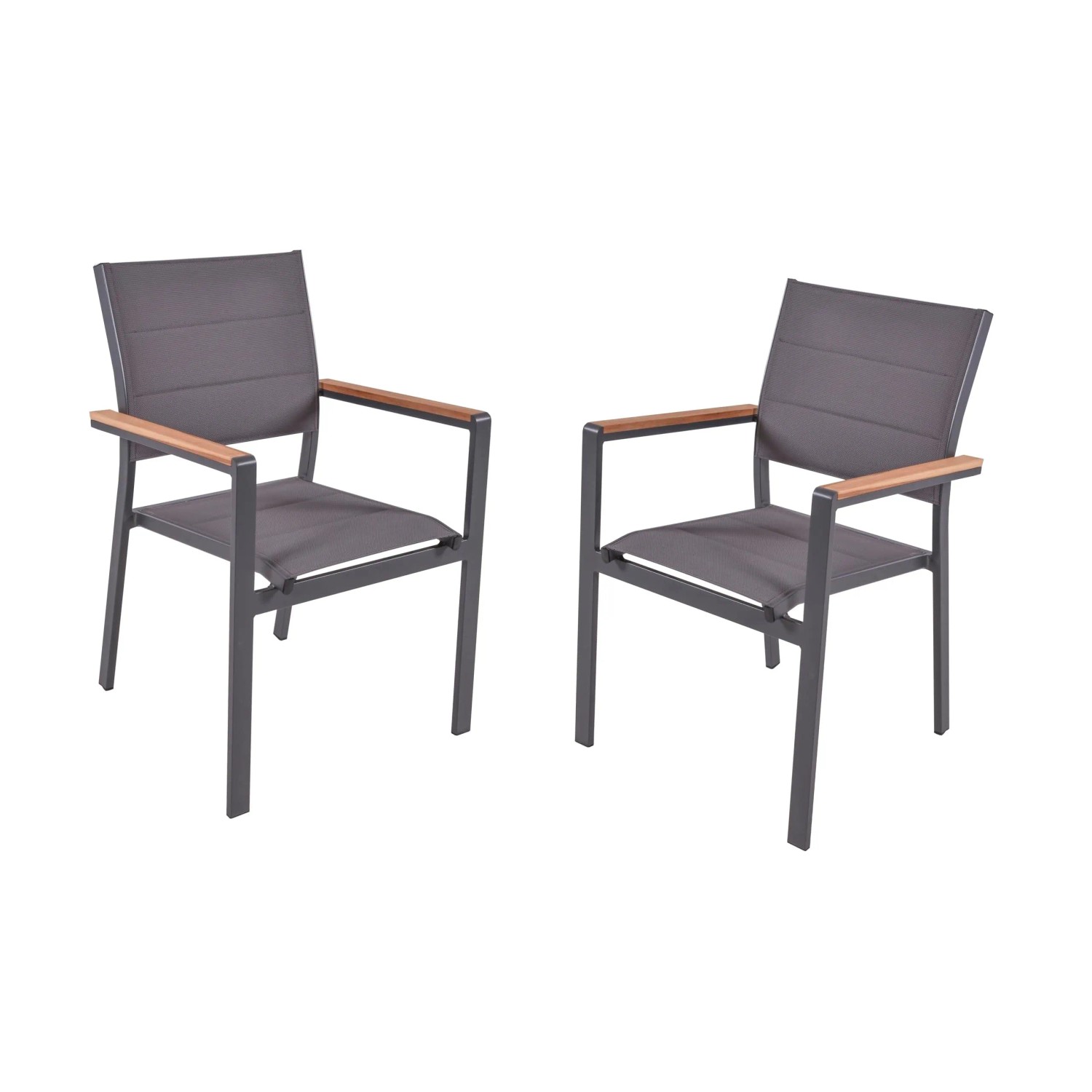 DELUKE Gartenstuhl 2er Set HEDDA Teak Hellbraun Stapelstuhl Wetterfest Gartenstühle Outdoor Essstühle